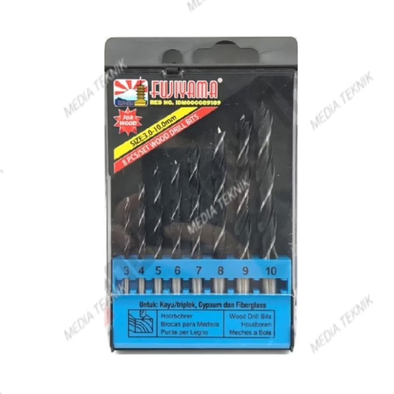 Mata Bor Kayu 8 Pcs Fujiyama Wood Drill Bits Set