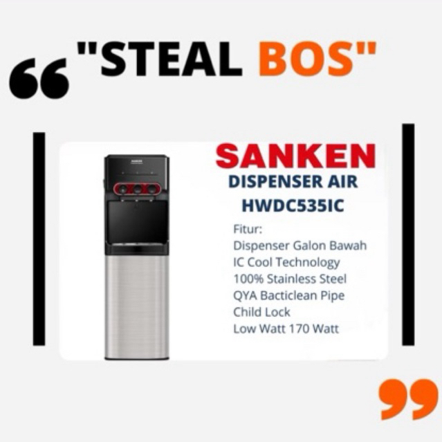 dispenser sanken 535 ic dispenser sanken galon bawah HWDC 535 IC COLD DISPENSER SANKEN 535 Dispenser