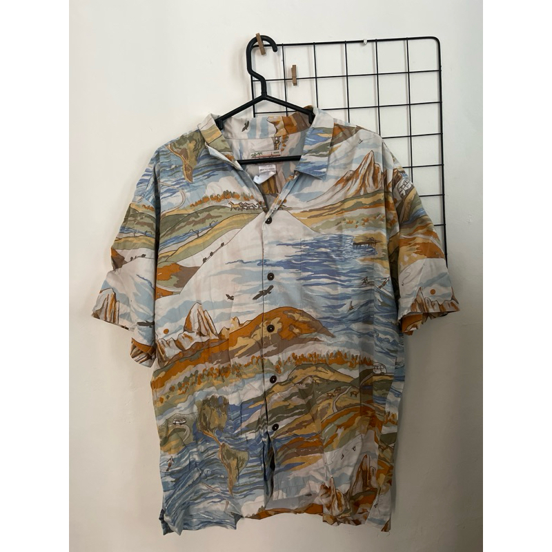 SHIRT PATAGONIA Pataloha Mountain of storms Afterglow Blue White Green Orange VTG L