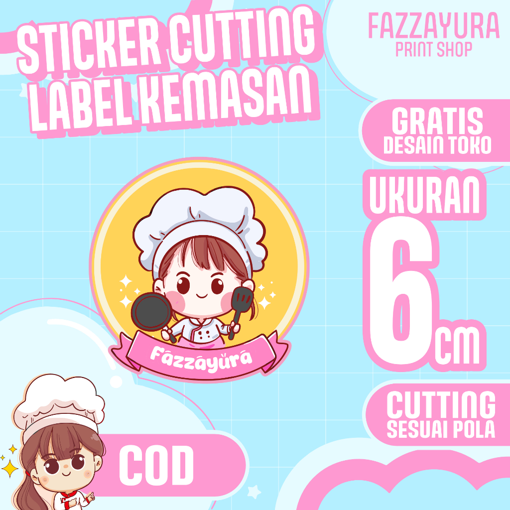 

[ 1 HARI JADI FILE SIAP CETAK ] Sticker label kemasan cutting a3+ | ukuran 6 x 6 cm