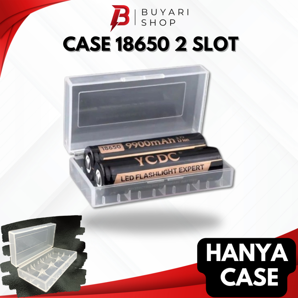 Casing Baterai 18650 Case 18650 2 Slot Kotak Baterai Tempat Baterai 18650 2 Slot Batre 18650