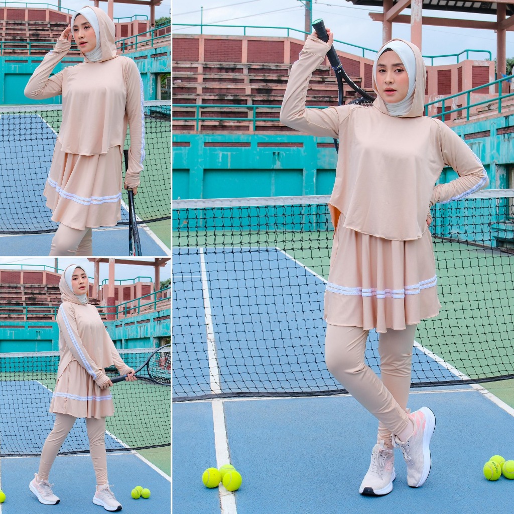 Prqueen Fashion | Mayladdy Set Sport Hijab | Setelan Olahraga Wanita Model Lengging Rok Hijab Outer