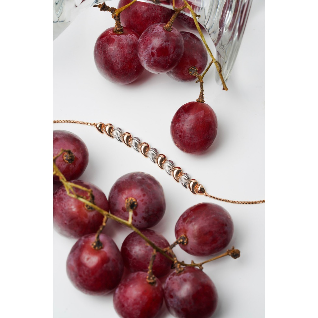 Gelang Emas Rantai Kadar 18K Santa Serut Model Kombinasi White Rose - Hala Gold 00022295