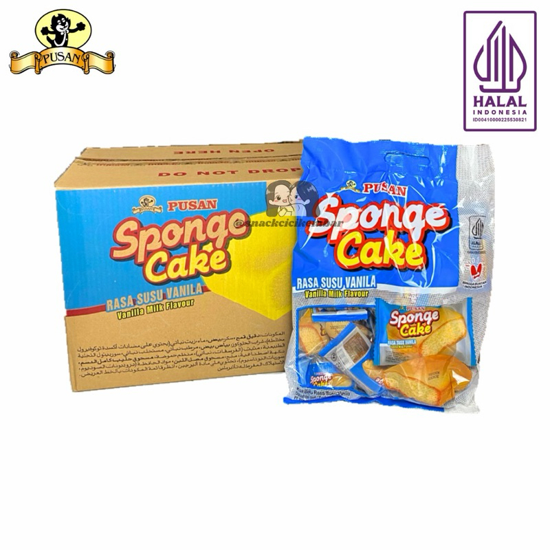 

(NEW) PUSAN BOLU SPONGE CAKE VANILLA / COKELAT / PISANG / PANDAN 1 DUS ISI 8 BAG