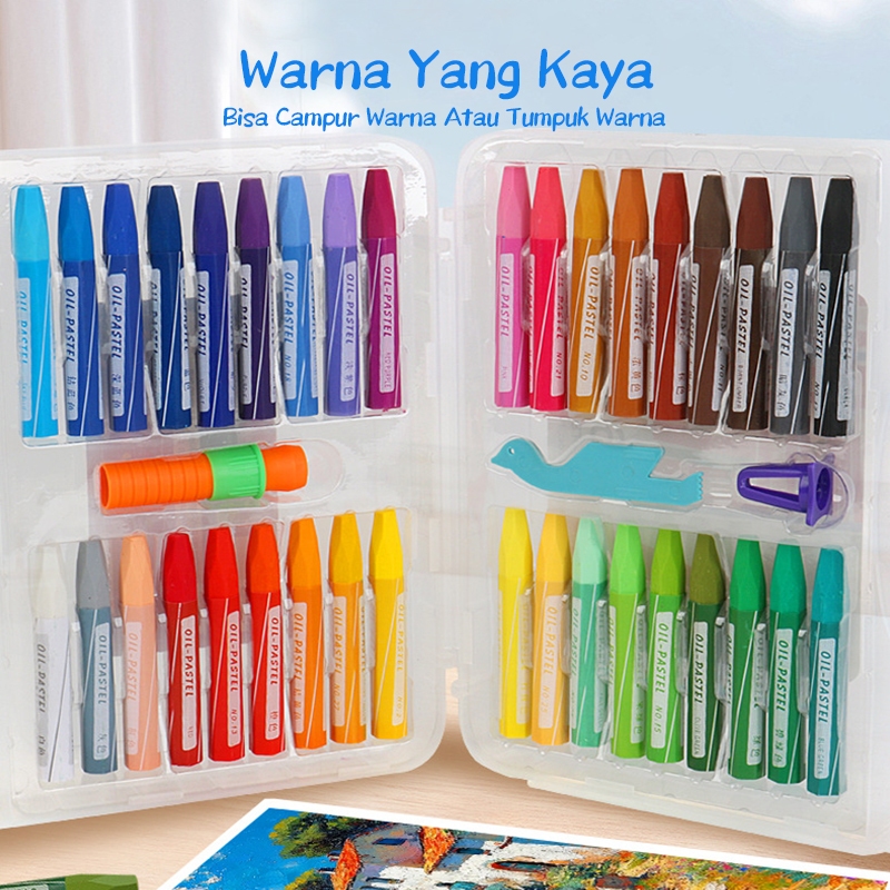 

Aimilo Crayon Set Oil Pastel Crayon 24/36/48 Warna Krayon Minyak Anti Air Dan Anti Patah Tidak
