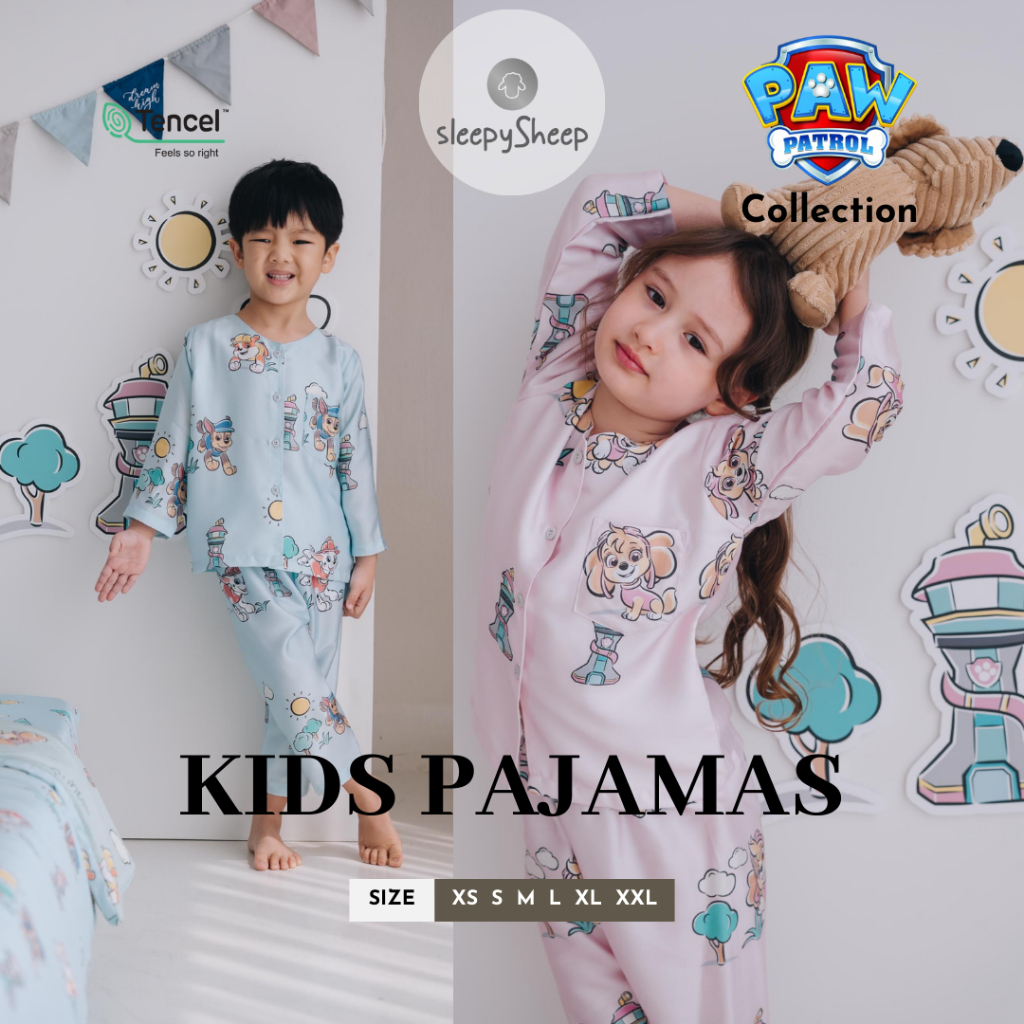 SLEEPYSHEEP PAW PATROL Kids Pajamas Perempuan Laki Baju Tidur Piyama Anak Lengan Panjang