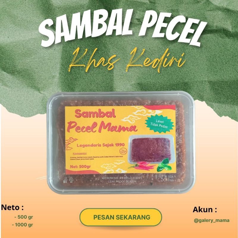 

Sambel Pecel Tidak Pedas 500gr, Bumbu pecel Mama Asli Kediri Enak Banget