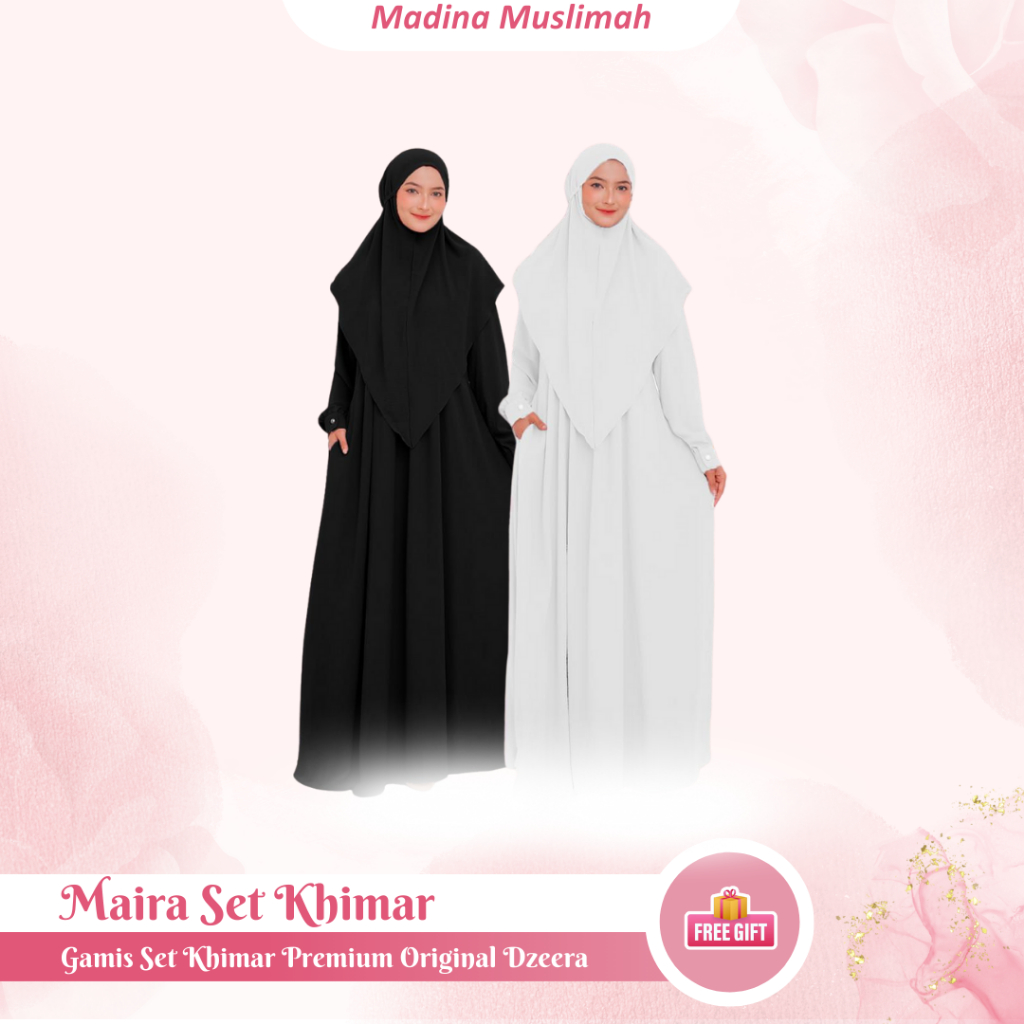 Dress Set Khimar MAIRA by Dzeera | Set Gamis Hijab | Gamis Polos | Gamis Crinkle | Crincle | Gamis A