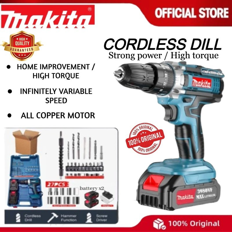 MAKITA Cordless Drill Hammer Drill Electric Screwdriver Drill Hand Drill Cordless Batteri Gerudi Ele