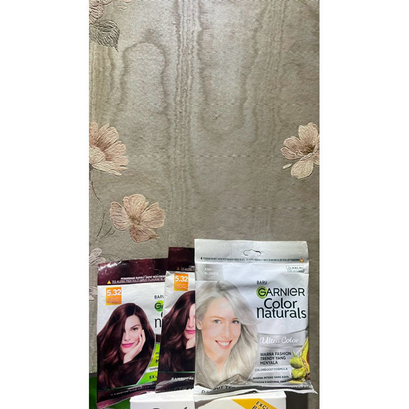 (Take all) Garnier Hair Colour Sachet Coklat Karamel + Ash Blonde
