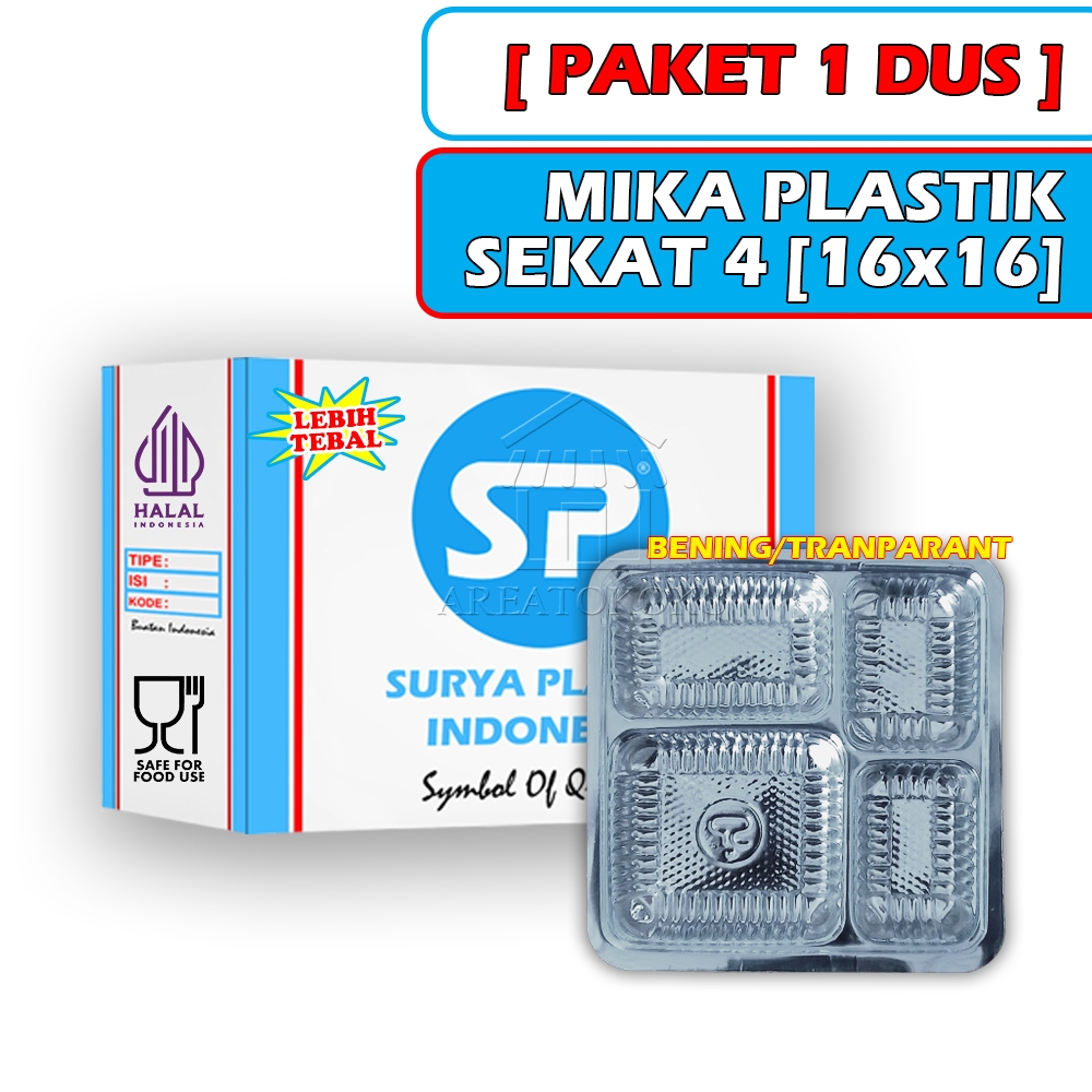 [GROSIR 1 DUS] Mika Nasi Dus Box Makanan Sekat 4 16 x 16 [PAKET USAHA TOKO DISTRIBUTOR PLASTIK MIKA]