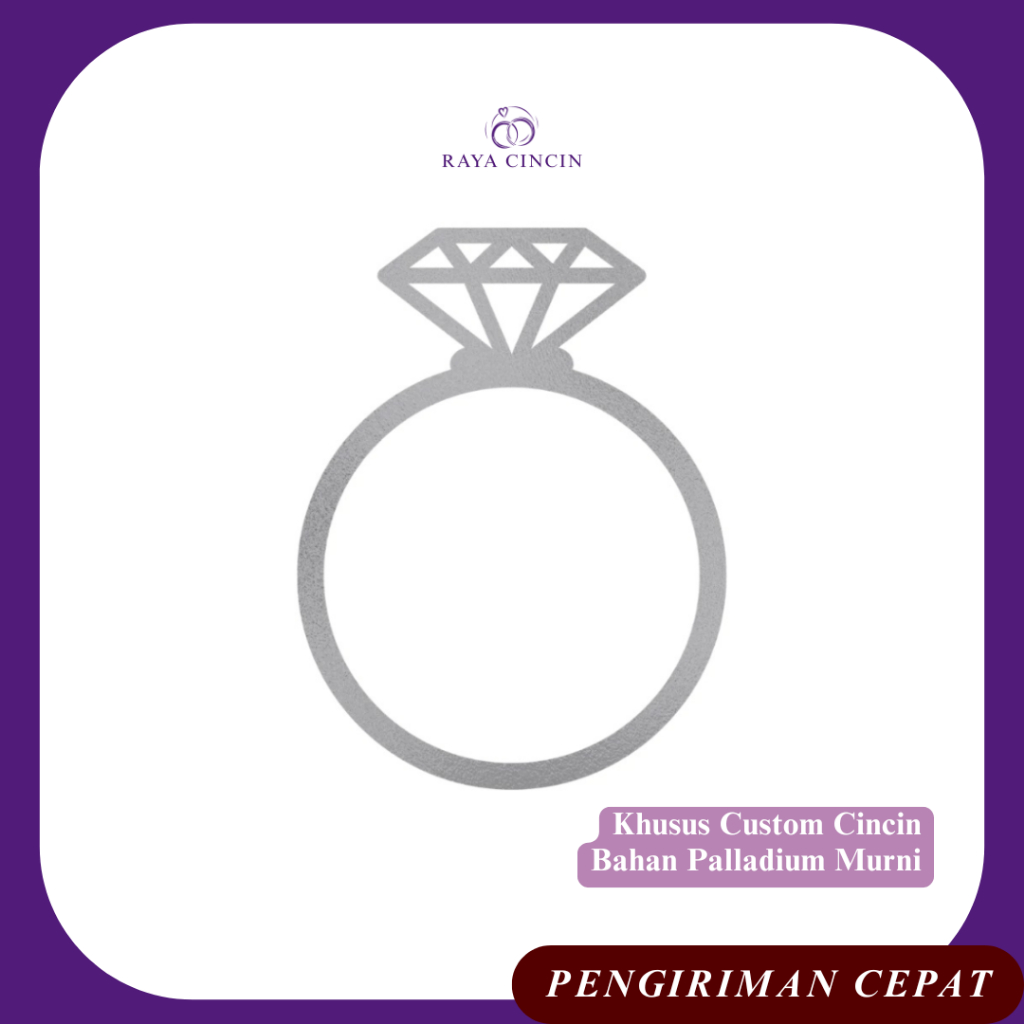 RAYA Khusus Custom Cincin Bahan Palladium Kadar 99% Murni Bonus Kotak Cincin