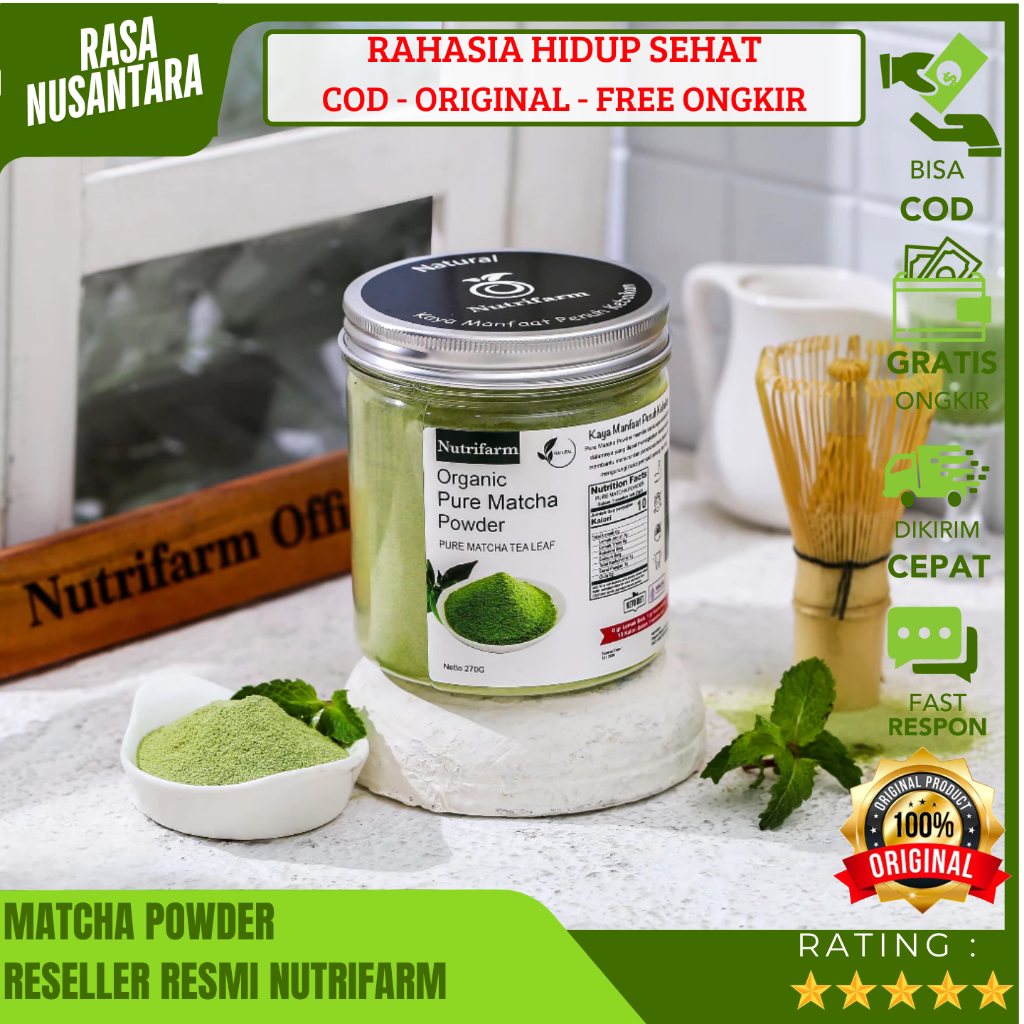 

MATCHA POWDER NUTRIFARM (GRATIS ONGKIR) Matcha Powder Murni Tanpa Campuran Untuk Kesehatan Kulit 270Gr & 440Gr / Green Tea Powder Diet / Bubuk Minuman Matcha Green Tea / Bubuk Matcha Premium ORIGINAL BPOM
