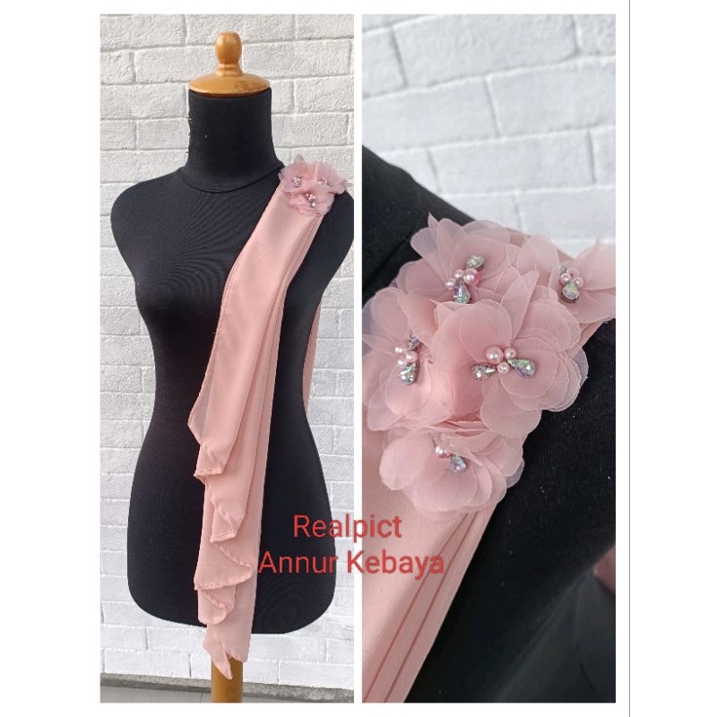 927 Realpict selendang kebaya hiasan kebaya hiasan bahu variasi bahu drapery kebaya hiasan gaun vari