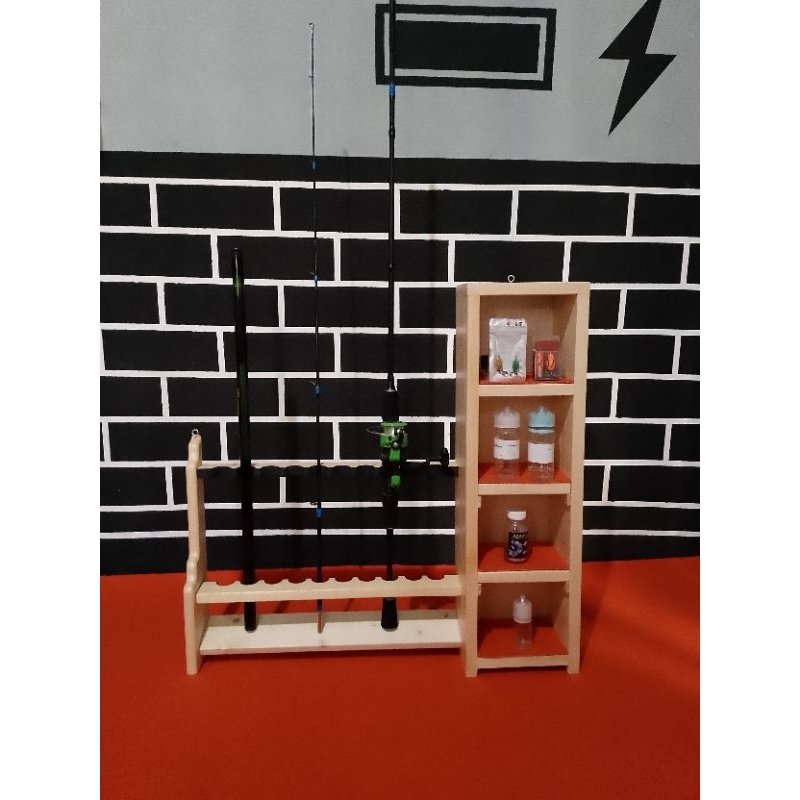 RAK JORAN / PANCING 4 KOTAK + KOTAKAN LEMARI TEMPAT PENYIMPANAN ESSEN,KAIL,REEL DLL