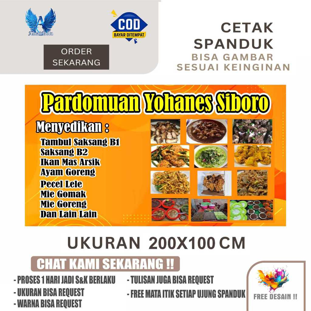 Cetak Spanduk Banner WARUNG MAKAN B Costom Desain