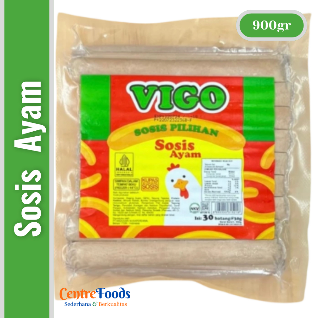 

Sosis Ayam - Vigo | Isi 30 Pcs - 900gr [ Harga Per BKS ]