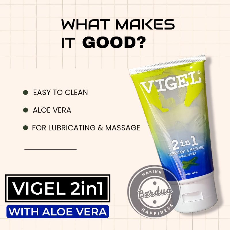 Vigel 2 in 1 with Aloe Vera Lubricanting Gel & Massage Pelumas Wanita Vigel Pelumas Pijat