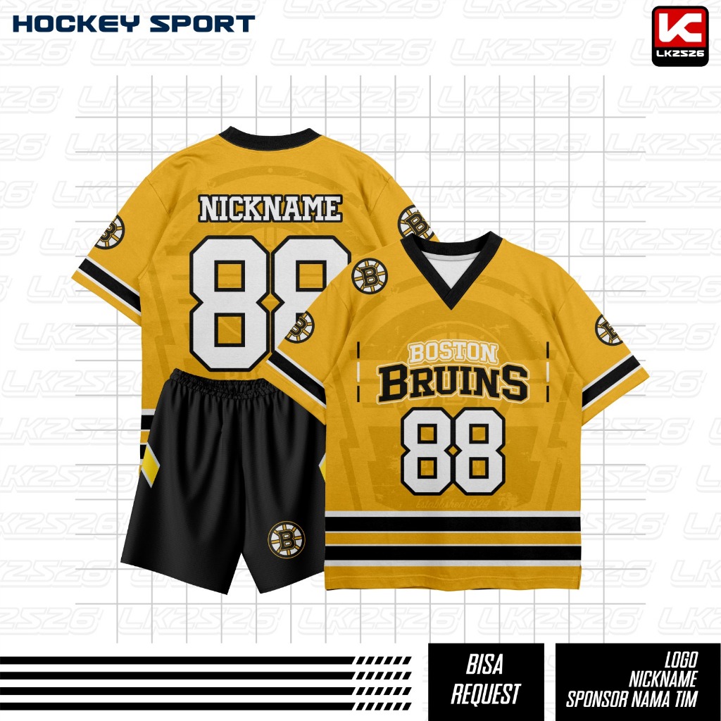 Kaos Jersey Boston Bruins Kuning | Retro Hockey '88 - Free Custom Nama & Nomor