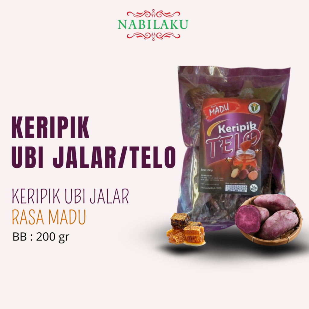

NABILAKU - Snack Cemilan Keripik Kripik Ubi Jalar Telo Rasa Madu 200g