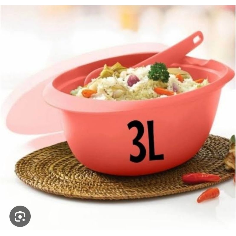 Blossom rice server with spoon 3Lier tupperware peach atau biru bisa pilih