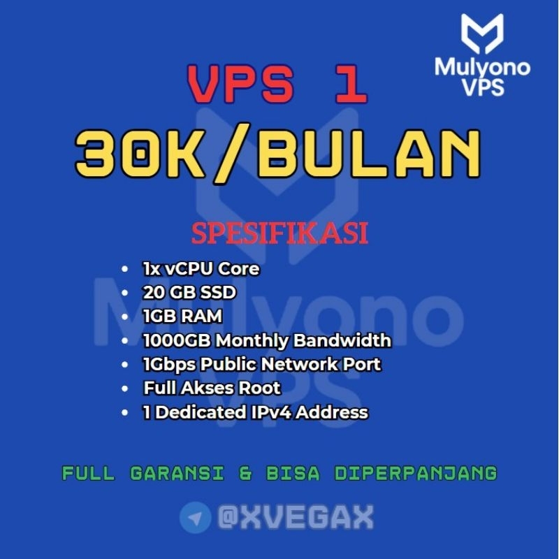 VPS/RDP Ubuntu 1 Termurah 1 vCPU Core