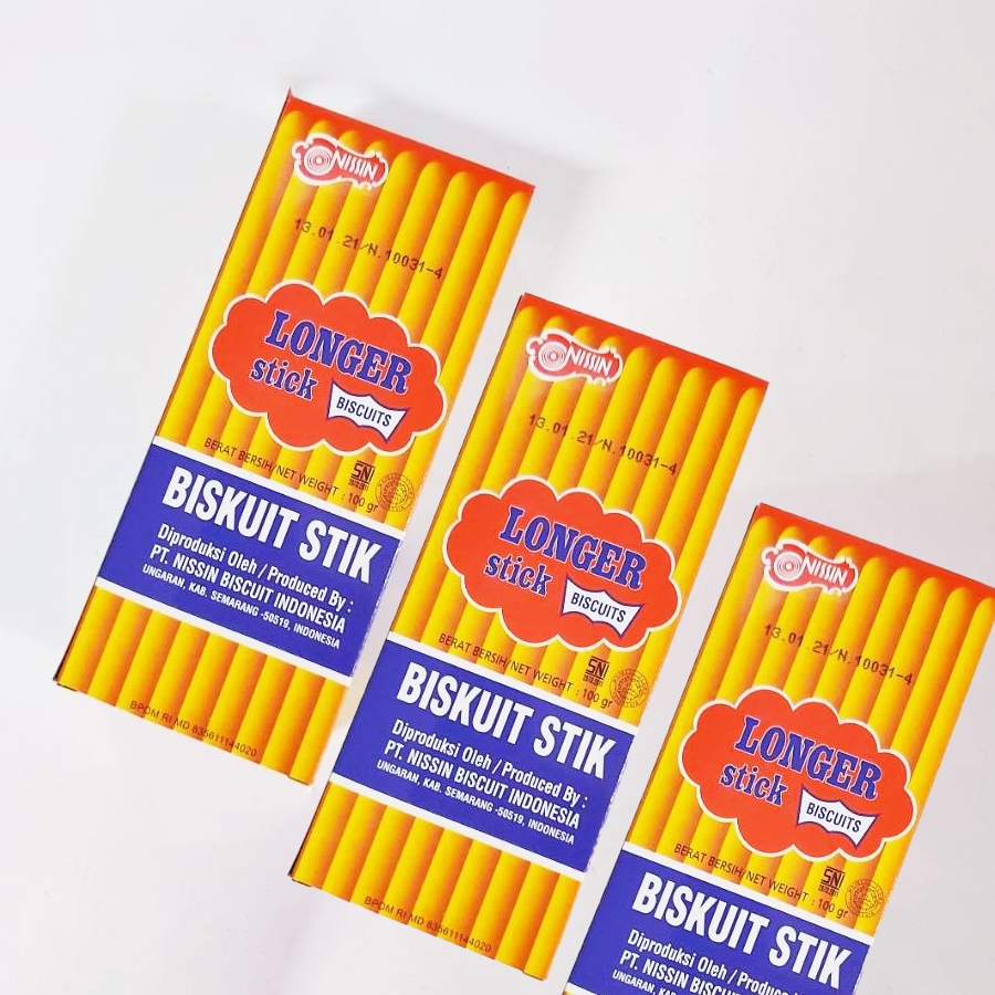 

Biskuit Nissin Longer Stick 90g - Cemilan Snack Original Klasik Box