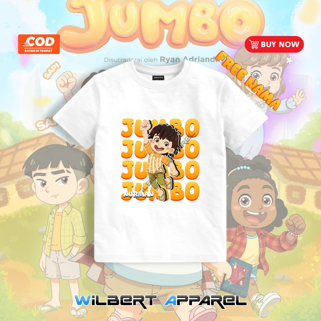 Kaos Anak Nurman FILM JUMBO / Baju Kaos Anak FIlm Jumbo Animasi