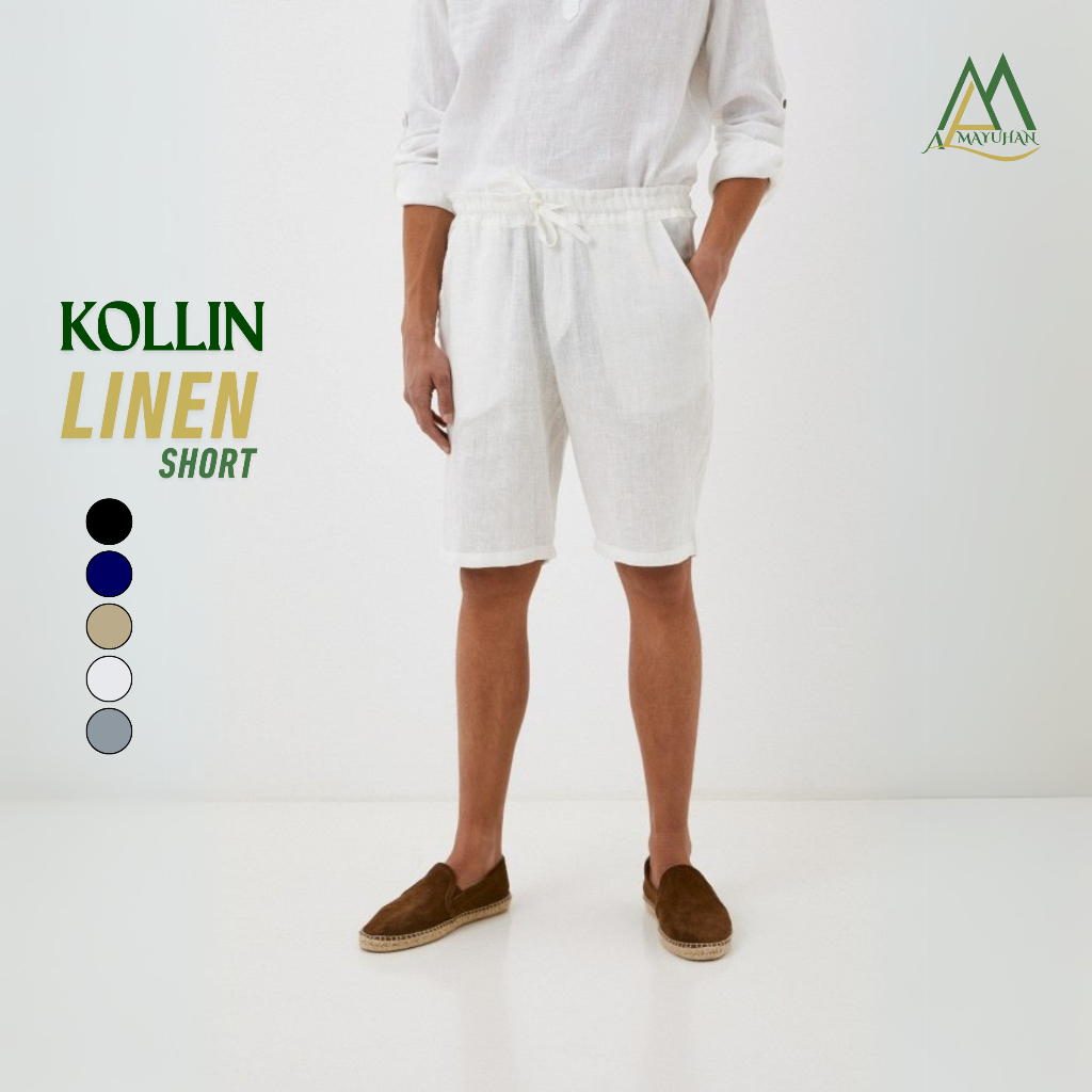 Celana Pendek Linen, Outfit Pantai, Celana Pendek Pria, , Celana Kolor Kasual Pria, Men's Short
