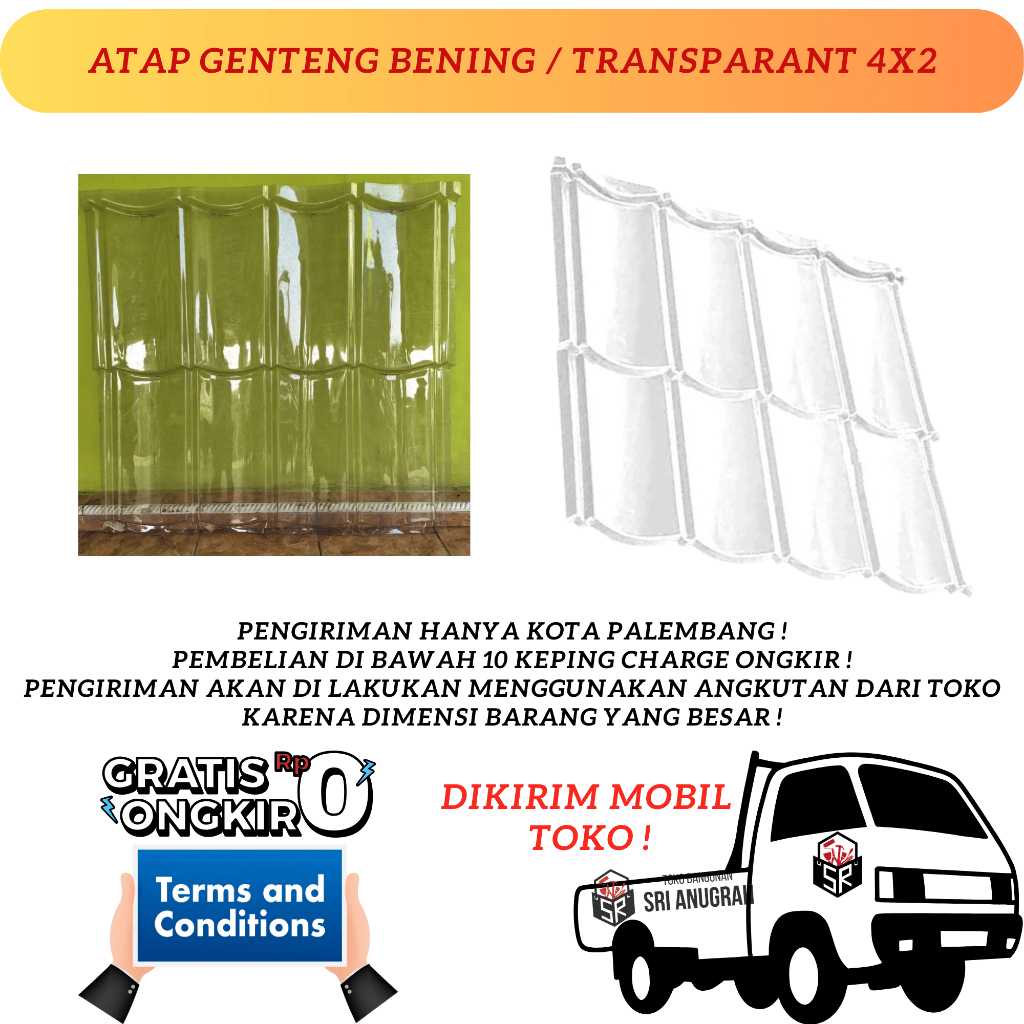 Seng Atap Bentuk Multiroof Bening Transparan 4x2