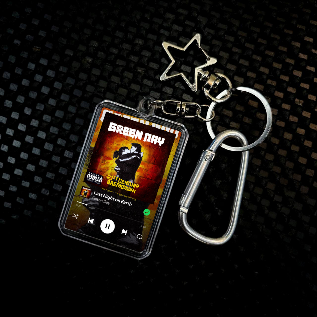 Gantungan Kunci Last Night on Earth Green Day Keychain Spotify Scan Barcode 2 Sisi Aesthetic Skena Y