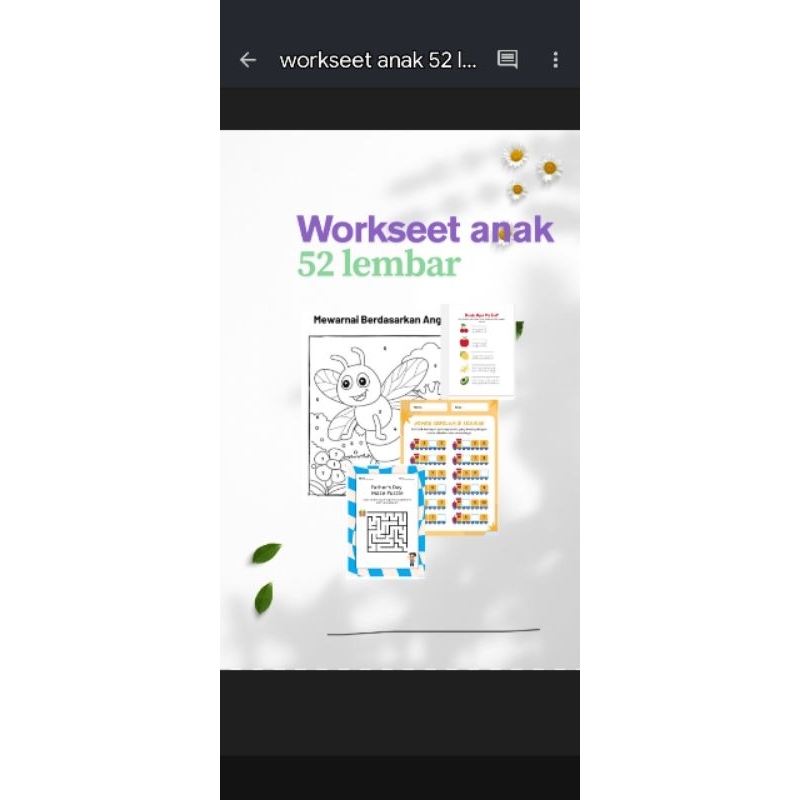 

workseet anak 52 lembar .untuk anak paud dan tk.