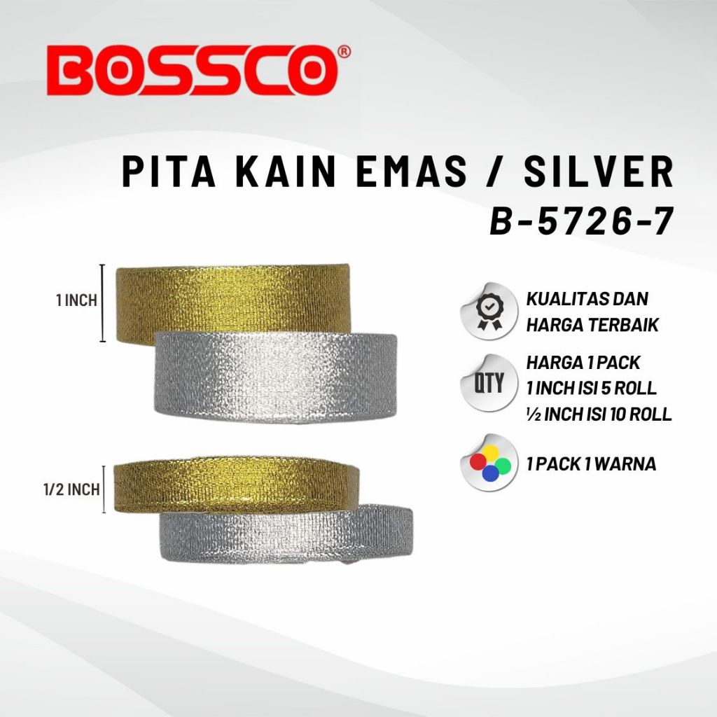 

Pita kain emas GLITER GOLD SILVER 2 variasi kado hiasan souvenir hampers pita