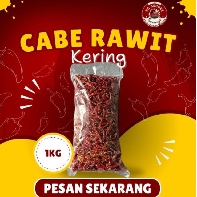 

HG GEHGER Cabe Rawit Kering Merah Tanpa Tangkai 1Kg Cabai Grade 1/A Kualitas Teja Caplak Super Pedas