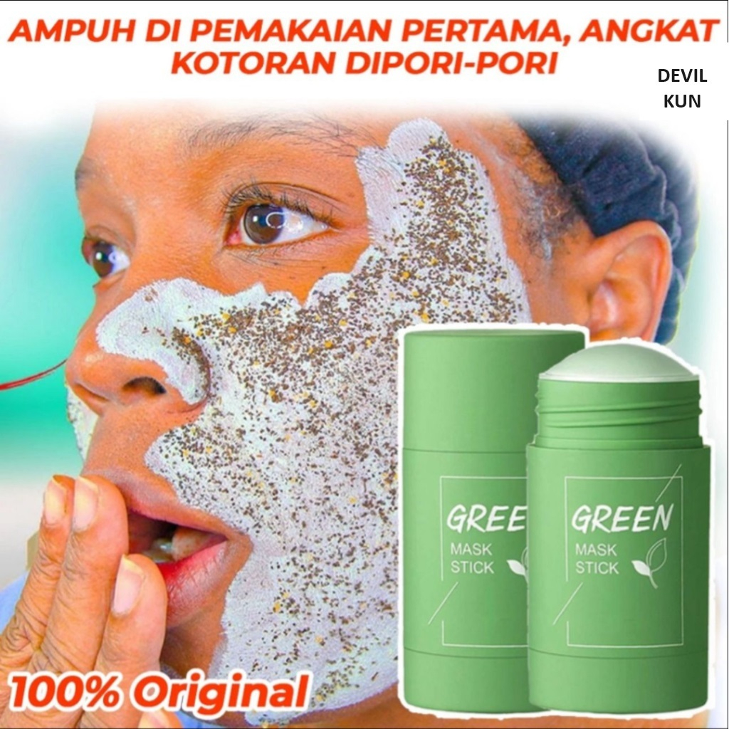 GREEN MASK STICK MASKER STIK GREEN TEA PENGHILANG KOMEDO ORI MEIDIAN / meidian green tea mask stik