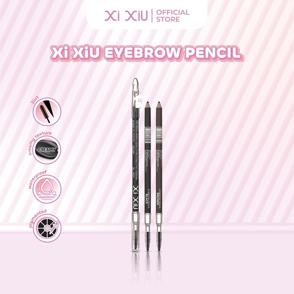 Xi Xiu Eyebrow Pencil Pensil Alis Xi Xiu 2in1 Coklat Hitam BPOM Waterproof Sikat Serutan Original