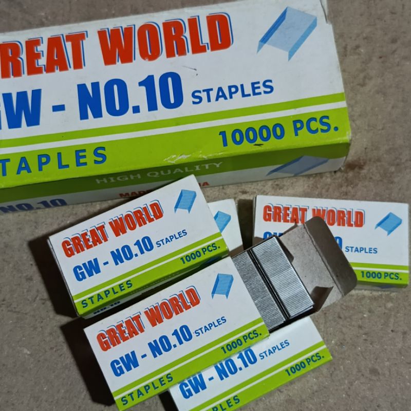 

ISI STAPLES KECIL NO.10 GREAD WORD RANDOM 1 Pak Kecil Isi 1000 Refill Staples No. 10 Isi Anak Hekter Refill Isi Stapler Kecil