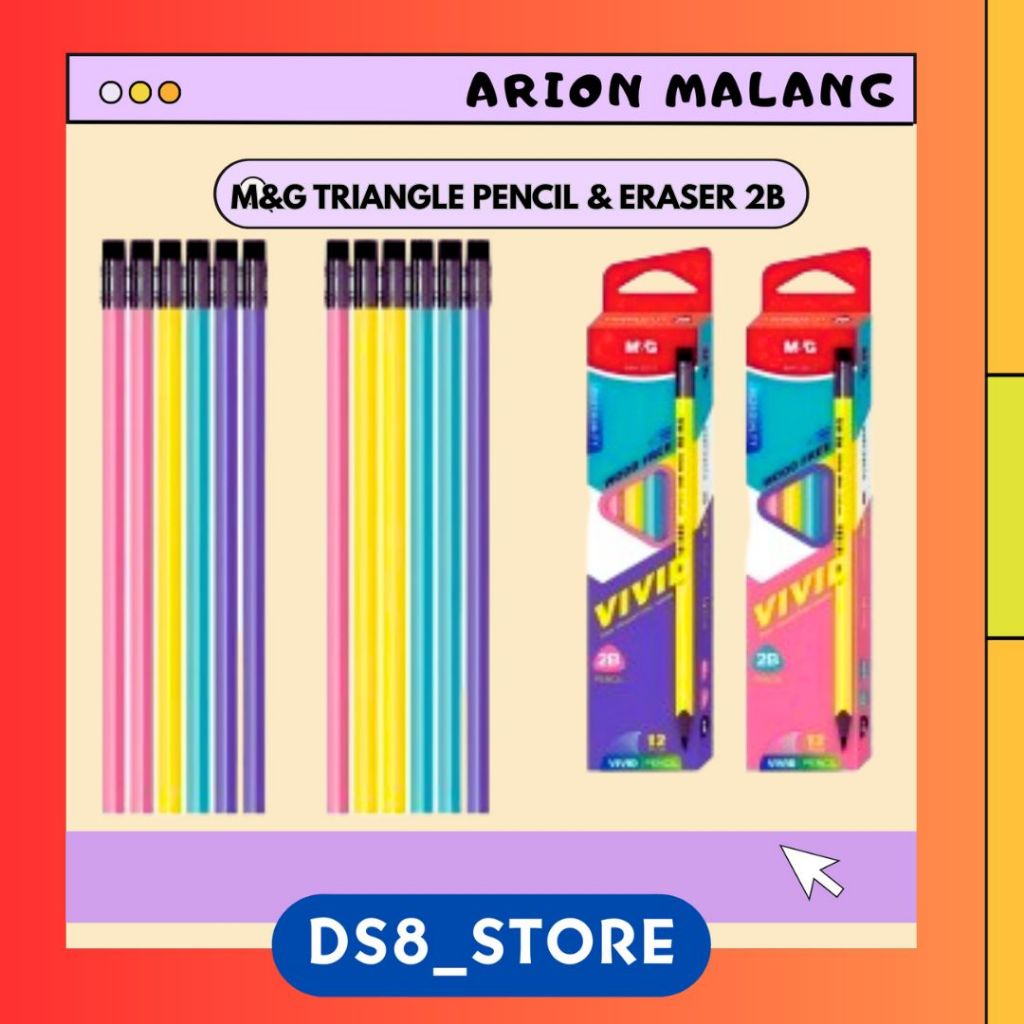 

M&G Triangle Pencil with Eraser Vivid 2B AWP32012