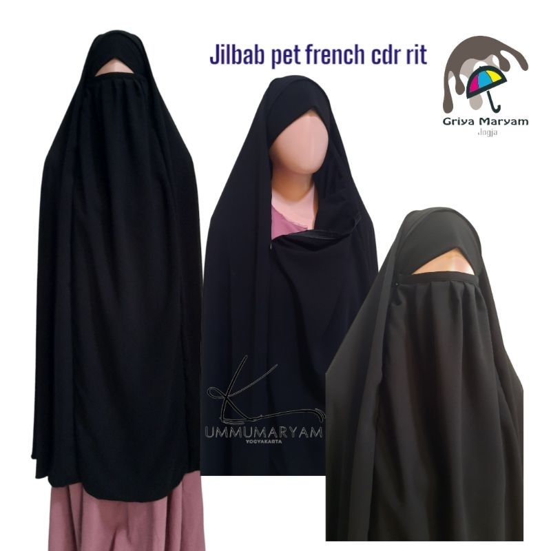 Jilbab cadar rit/jilbab pet french cadar ritsliting/jilbab safar