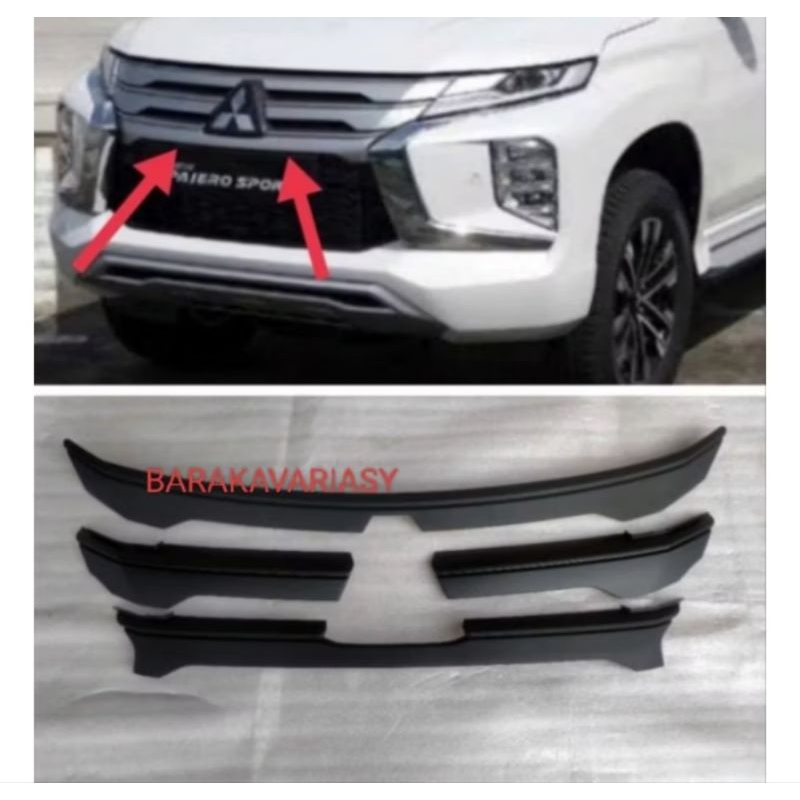 Lis Grille Bemper Depan Pajero 2021 up Hitam Doff
