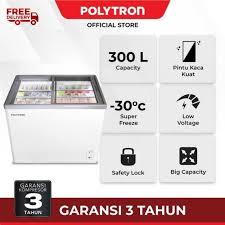 POLYTRON Chest Freezer Sliding Glass 300 liter PCF 329 Box Pendingin 300L