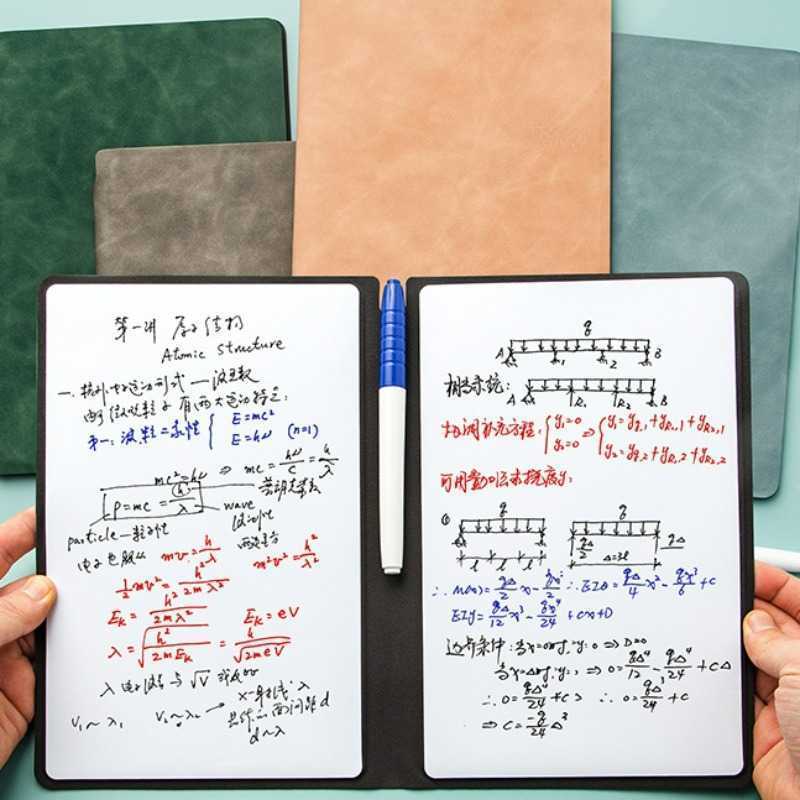 

Papan Tulis Portable A5 Whiteboard Notebook PU Leather with Pen Draf Buku Notepad