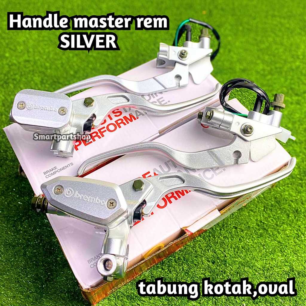 Handle Master Rem Set Kanan Kiri Tabung Kotak Dan Oval Warna Silver Brembo Kaca Putih Original Full 