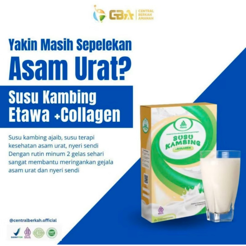 

4LEXA, TURUNKAN ASAM URAT, SUSU ETAWA+COLLAGEN, mengatasi penuaan dini 1 Box Isi 5 Sachet @20gr