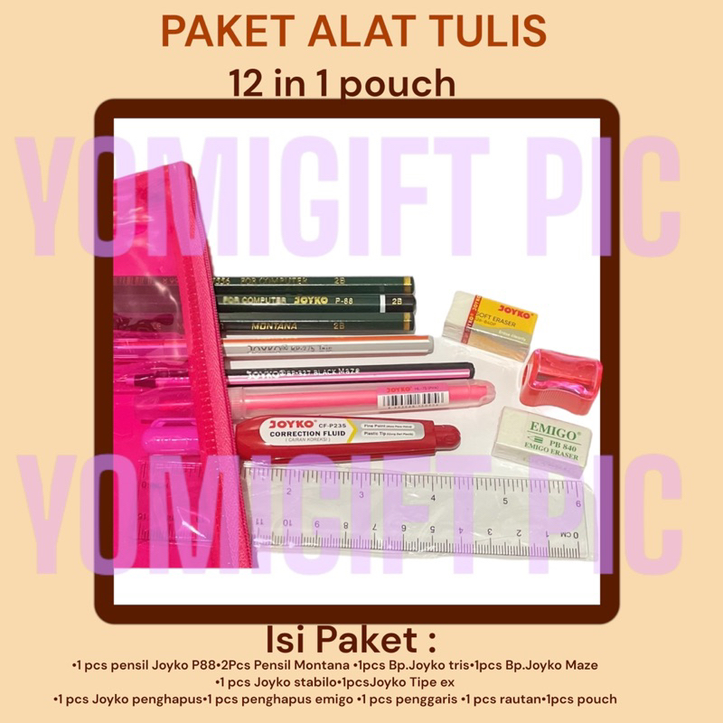 

STASTIONERY PACK 12 in 1/ PAKET ALAT TULIS 12 DENGAN POUCH