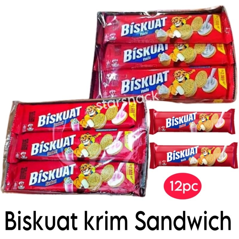 

Biskuat Sandwich vanila stroberi biskuit isi 12pc