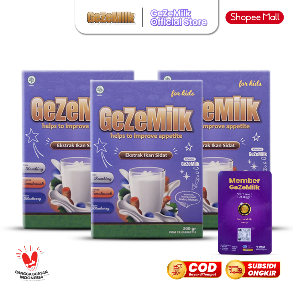 

GeZeMilk 3 BOX–Susu Kambing Etawa dengan Ekstrak Ikan Sidat untuk Kecerdasan dan Tumbuh Kembang Anak