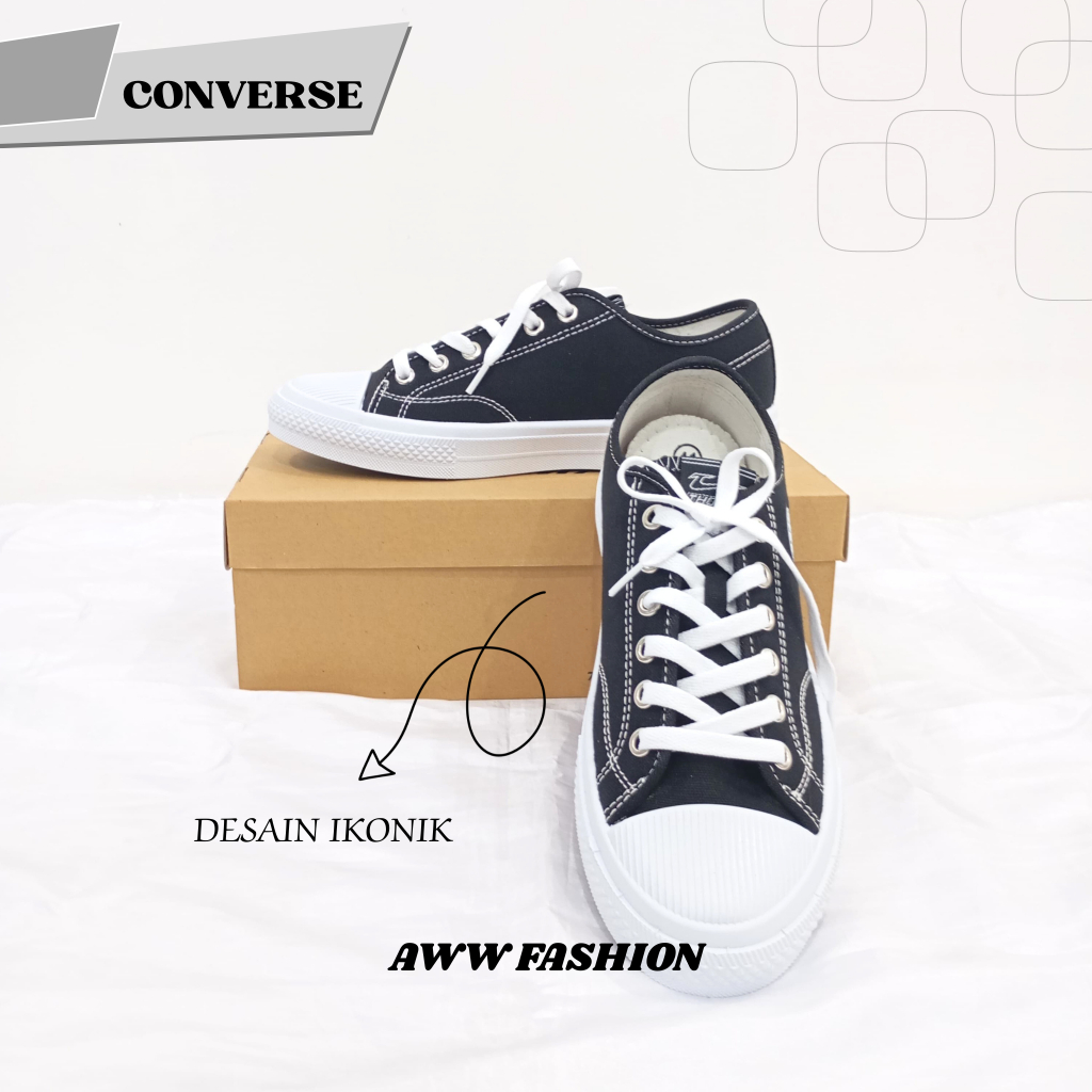 SEPATU CONVERSE CEWEK COWOK // SEPATU FASHION // Sepatu Sekolah  // Sepatu Hitam Putih Pendek