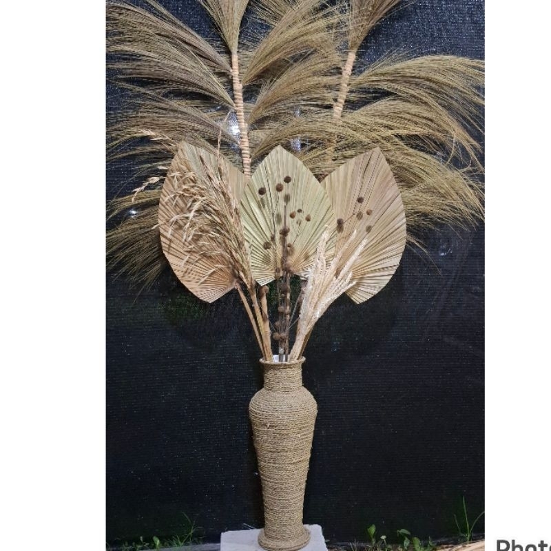 TERMURAH bunga sudut ruang tamu,bunga hiasan | bunga sudut ruang tamu dengan vas tali mendong 50cm h