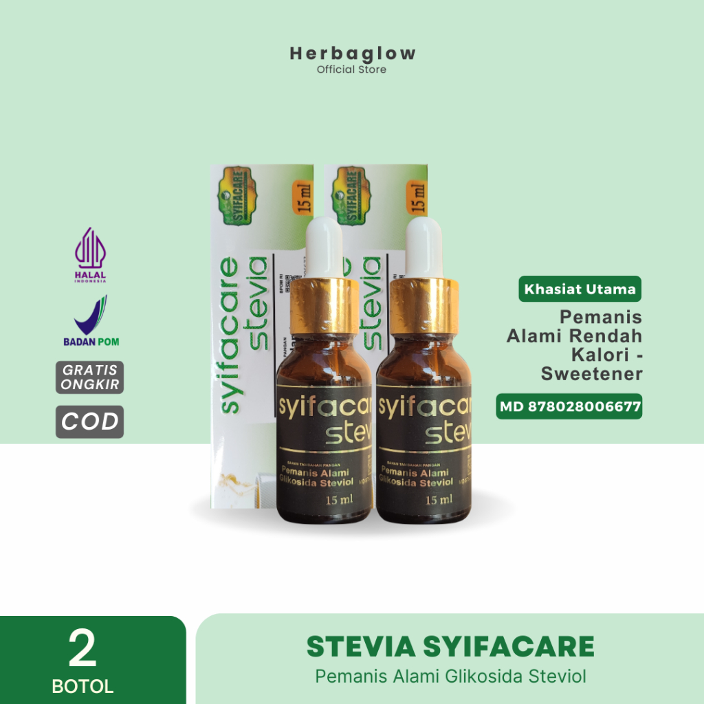 

[2 BOTOL ] Syifacare Stevia Pemanis Alami Stefia Gula Rendah Kalori Sweetener Asli Original Halal BPOM